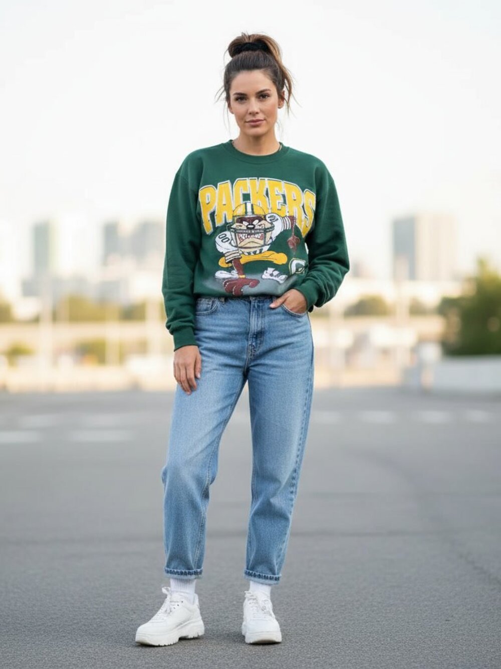Vintage 1996 Green Bay Packers Taz Looney Tunes Sweatshirt Unisex